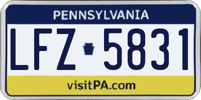 PA license plate LFZ5831