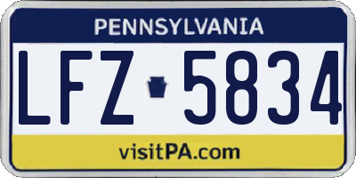 PA license plate LFZ5834