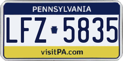 PA license plate LFZ5835