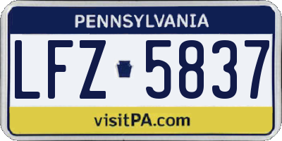 PA license plate LFZ5837