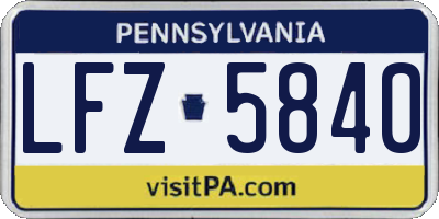 PA license plate LFZ5840