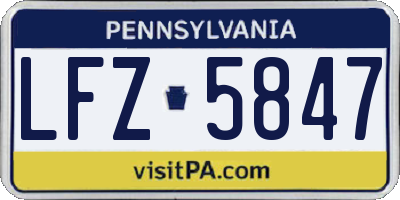 PA license plate LFZ5847