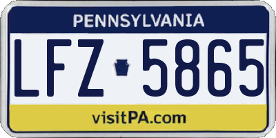 PA license plate LFZ5865