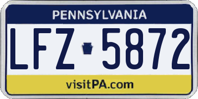 PA license plate LFZ5872