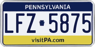 PA license plate LFZ5875