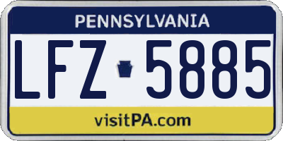 PA license plate LFZ5885