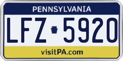 PA license plate LFZ5920