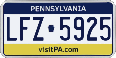 PA license plate LFZ5925