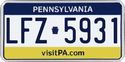 PA license plate LFZ5931