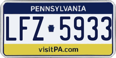 PA license plate LFZ5933
