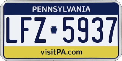 PA license plate LFZ5937