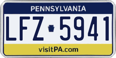 PA license plate LFZ5941