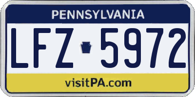 PA license plate LFZ5972