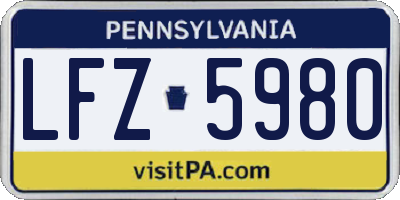 PA license plate LFZ5980