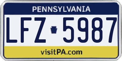 PA license plate LFZ5987