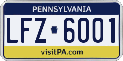 PA license plate LFZ6001