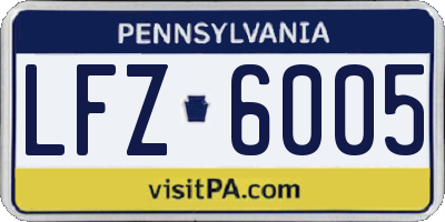 PA license plate LFZ6005