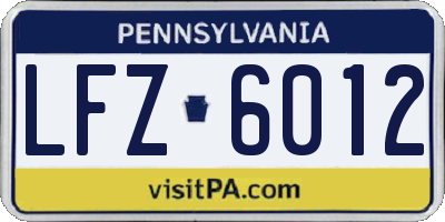PA license plate LFZ6012