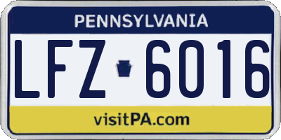 PA license plate LFZ6016