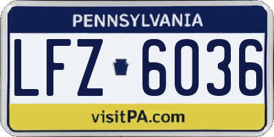 PA license plate LFZ6036
