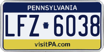 PA license plate LFZ6038