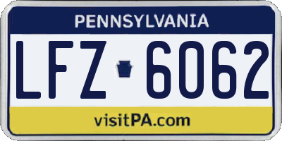PA license plate LFZ6062