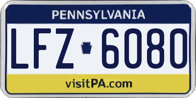 PA license plate LFZ6080