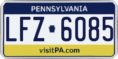 PA license plate LFZ6085