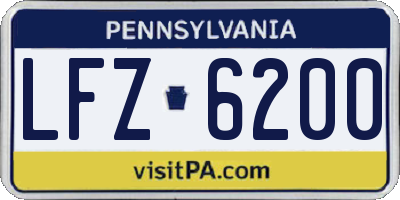 PA license plate LFZ6200