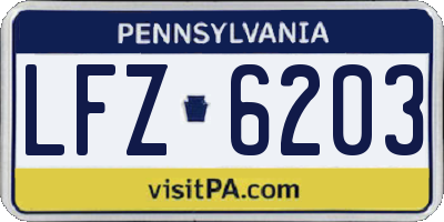 PA license plate LFZ6203