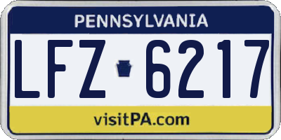 PA license plate LFZ6217