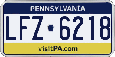 PA license plate LFZ6218