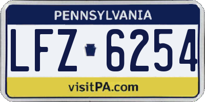 PA license plate LFZ6254