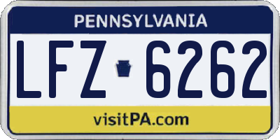 PA license plate LFZ6262