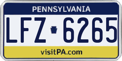 PA license plate LFZ6265