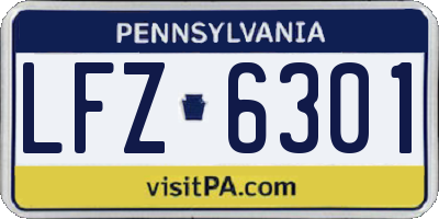 PA license plate LFZ6301