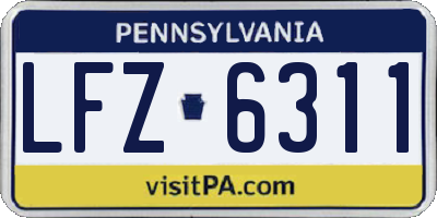 PA license plate LFZ6311