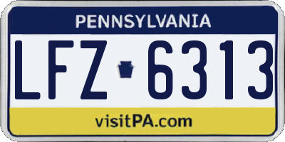 PA license plate LFZ6313