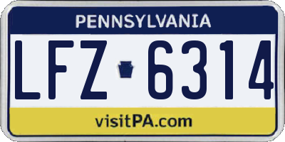 PA license plate LFZ6314