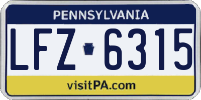 PA license plate LFZ6315