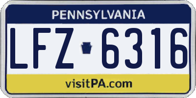PA license plate LFZ6316