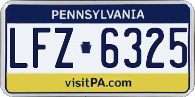 PA license plate LFZ6325