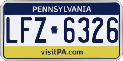 PA license plate LFZ6326