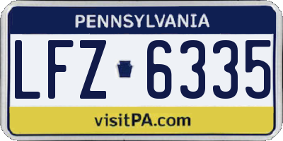PA license plate LFZ6335