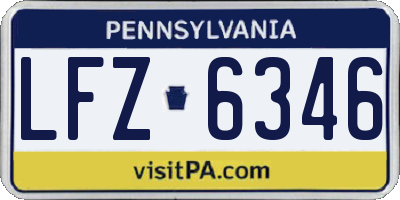 PA license plate LFZ6346