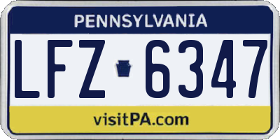 PA license plate LFZ6347