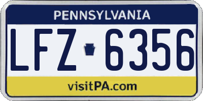 PA license plate LFZ6356