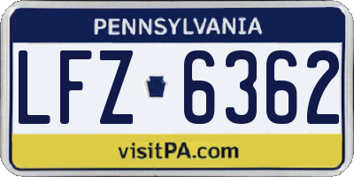 PA license plate LFZ6362