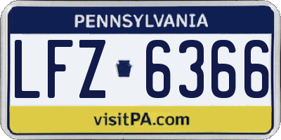 PA license plate LFZ6366
