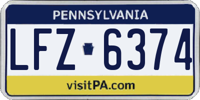 PA license plate LFZ6374